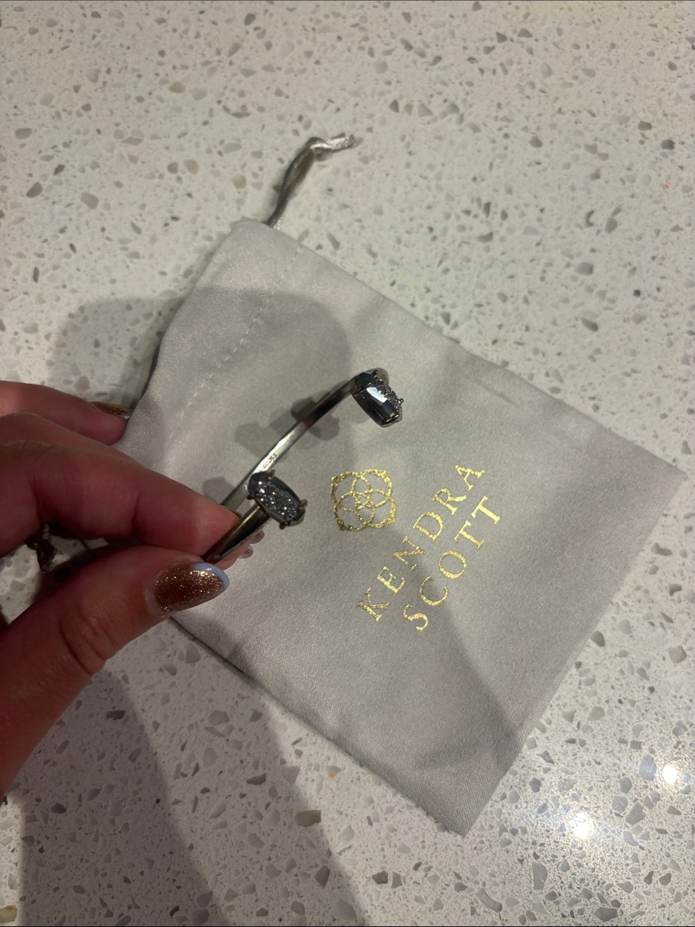 Kendra Scott Silver Bracelet with Gray Faceted Stones